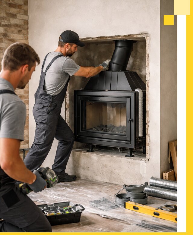 Установка каминных топок в Чайковском: монтаж, подключение