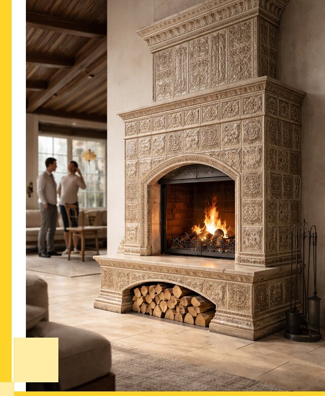 Купить изразцовый камин в Чайковском от 253025 р. | ЭриданЧкв