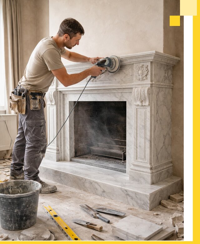 Изготовление и установка мраморных каминов в Чайковском под ключ