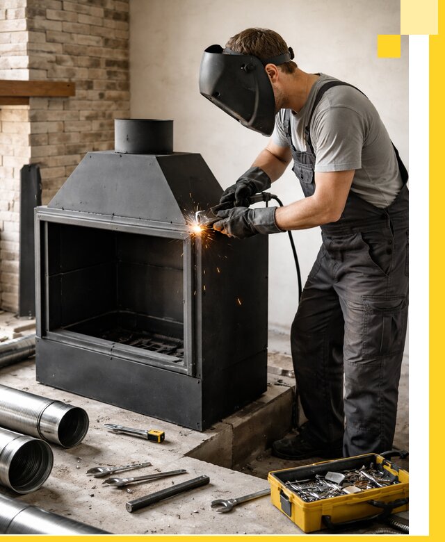 Продажа и установка металлических каминов в Чайковском под ключ