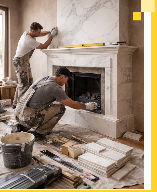 Отделка каминов в Чайковском качественные облицовочные работы