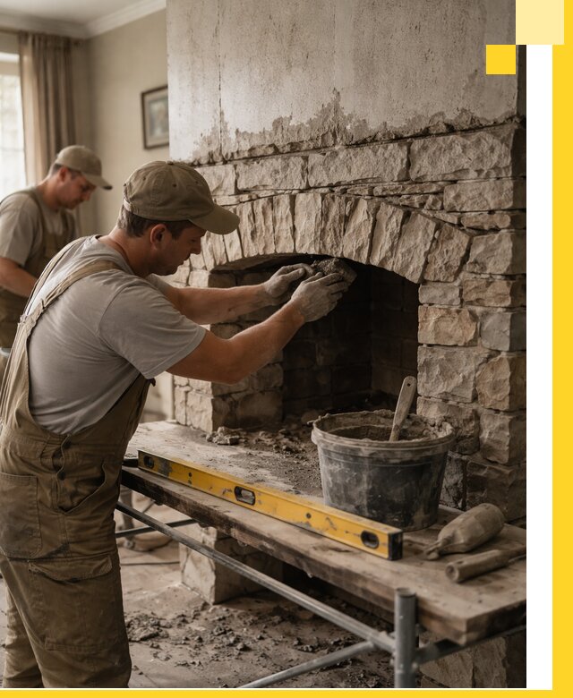 Изготовление каминов под ключ в Чайковском, монтаж и отделка