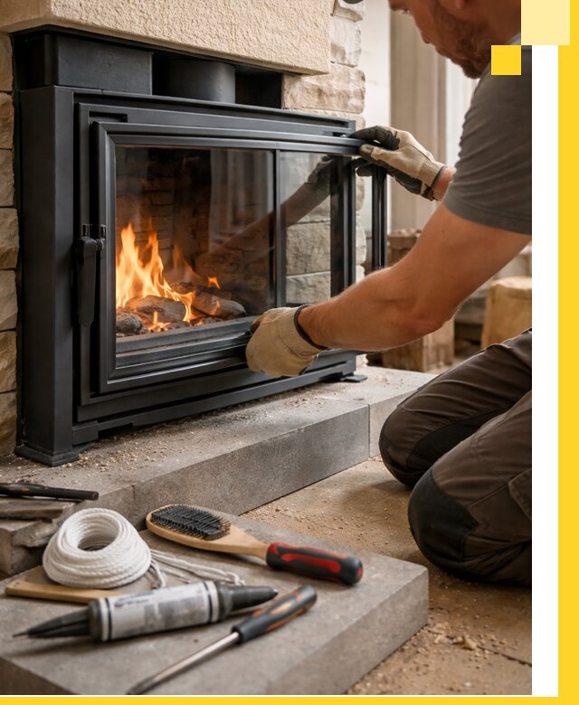 Производство, монтаж и доставка каминов со стеклом в Чайковском