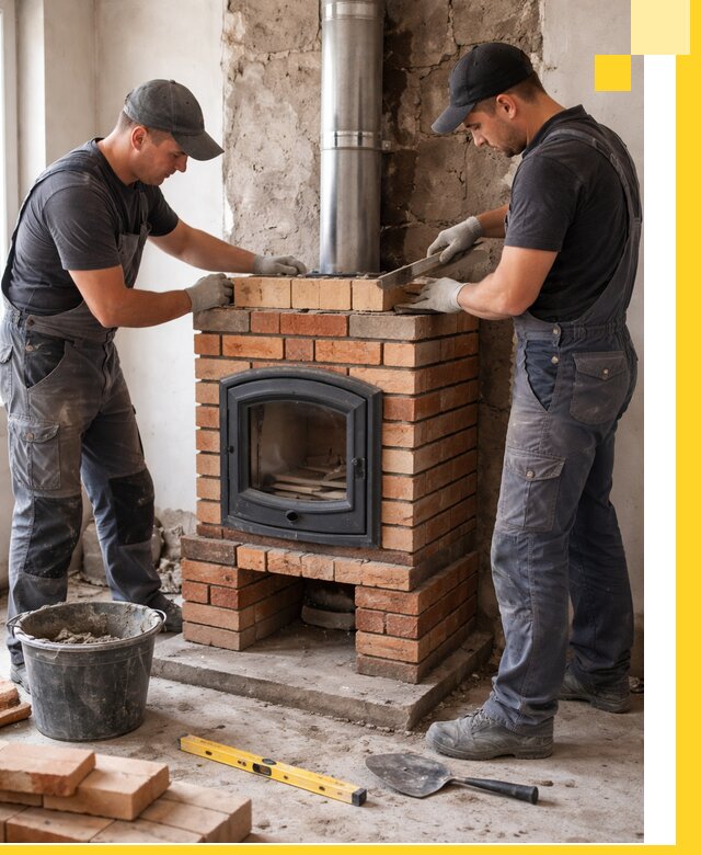 Монтаж печи камина под ключ в Чайковском с гарантией и пусконаладкой