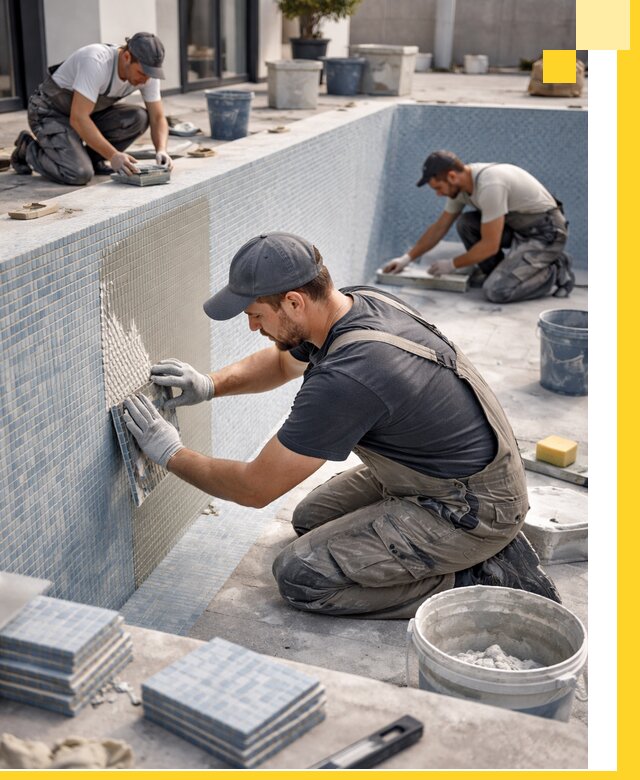 Облицовка бассейнов в Чайковском плитка мозаика гидроизоляция