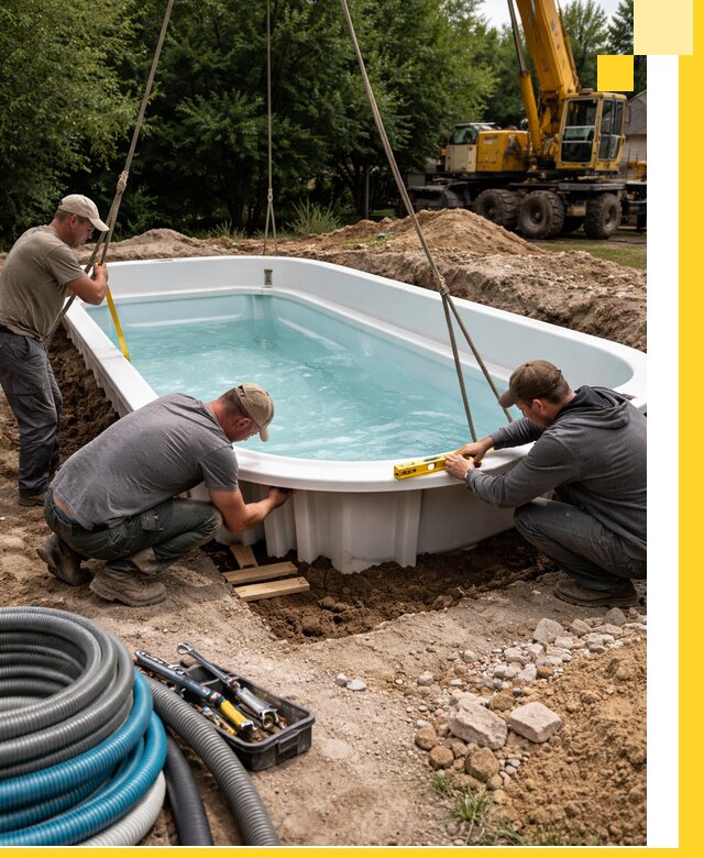 Установка и монтаж композитных бассейнов под ключ в Чайковском