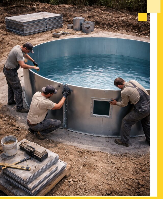 Круглые бассейны под ключ в Чайковском проектирование и монтаж