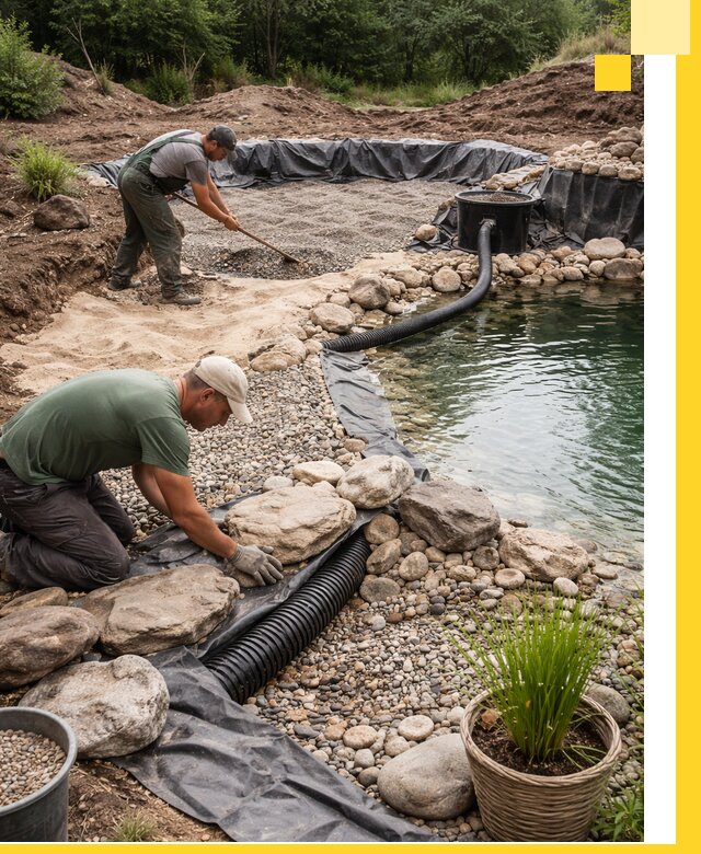 Строительство природных бассейнов и озер в Чайковском под ключ