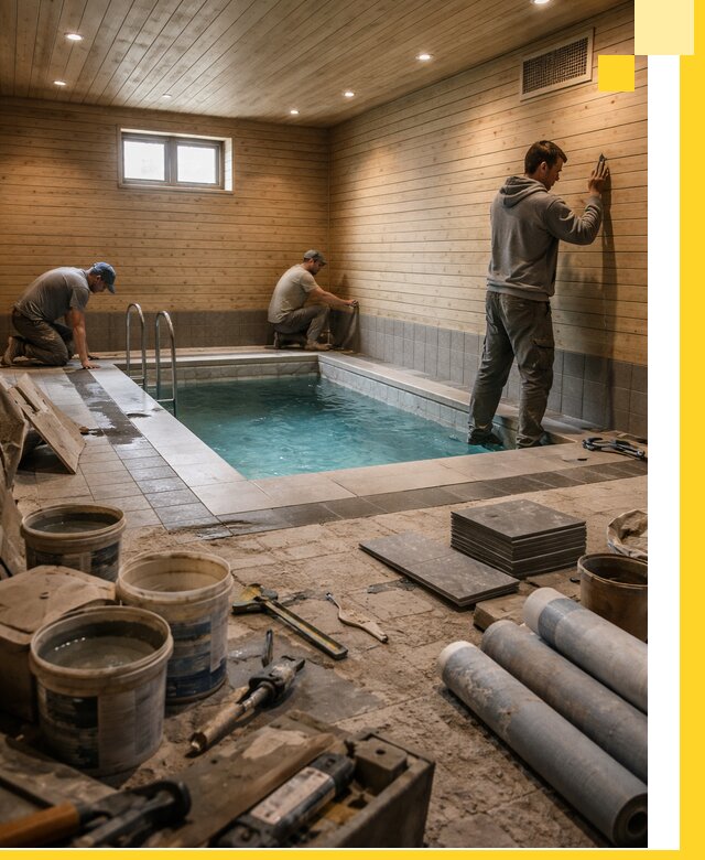 Строительство бани с бассейном и сауной под ключ в Чайковском