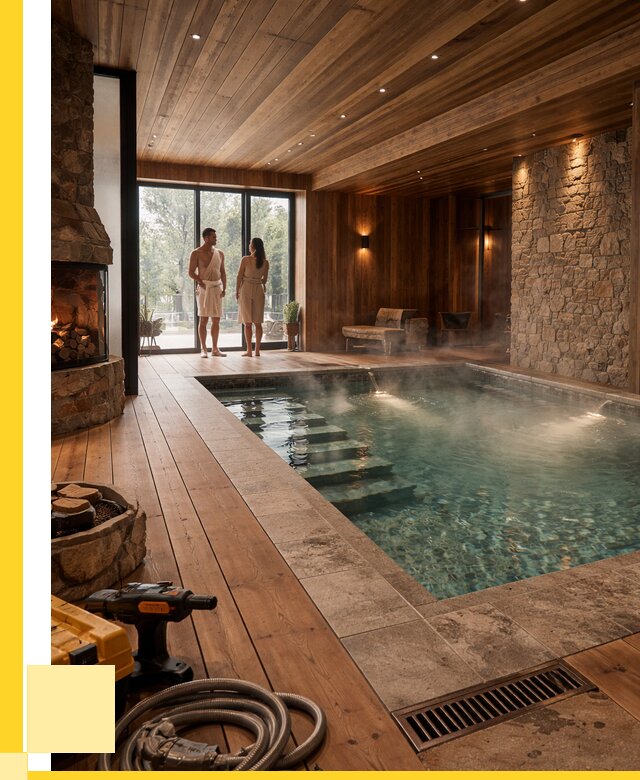 Проекты бань с бассейном под ключ в Чайковском от 75908 р., ЭриданЧкв