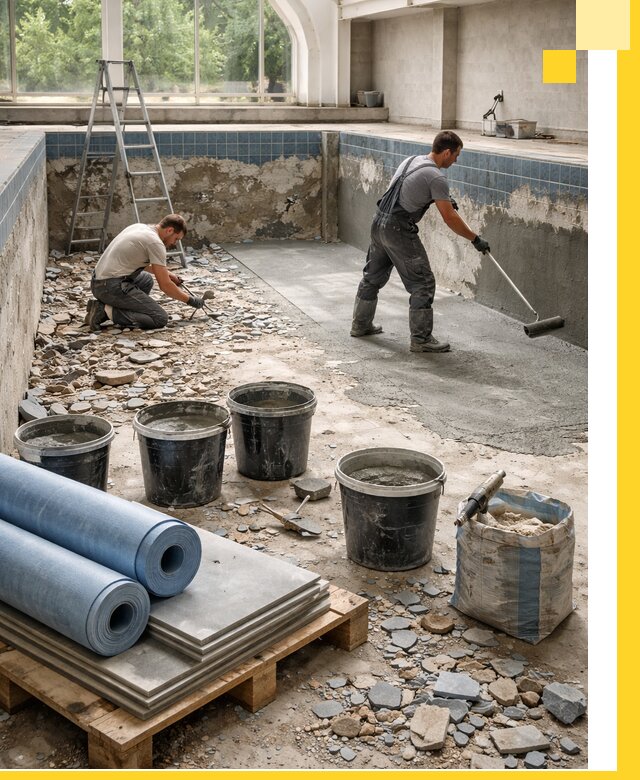 Реконструкция бассейнов в Чайковском: ремонт, гидроизоляция