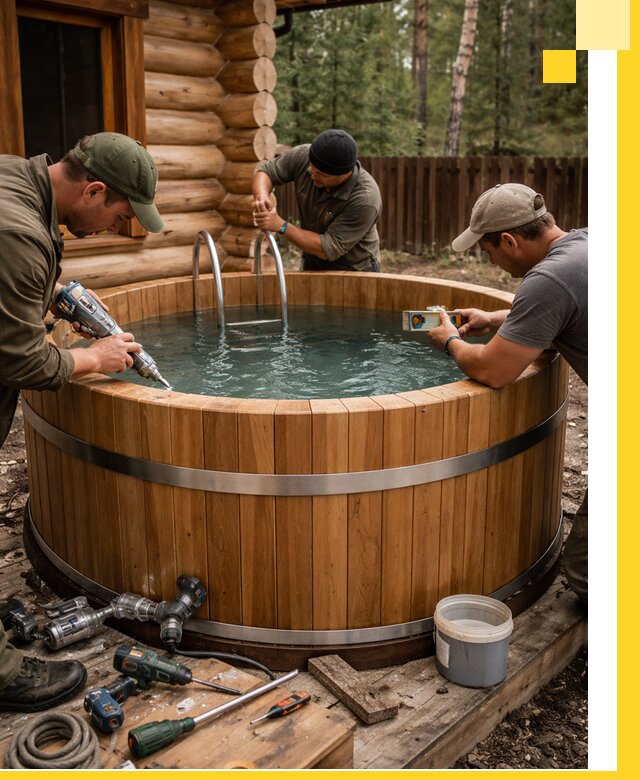 Строительство бань с купелью под ключ и отделкой в Чайковском