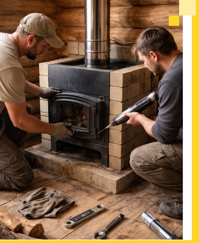 Монтаж и установка печи в бане под ключ с гарантией в Чайковском