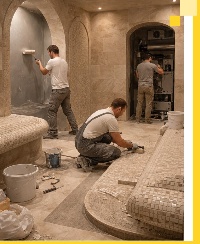 Строительство бани с хамамом и бассейном под ключ в Чайковском