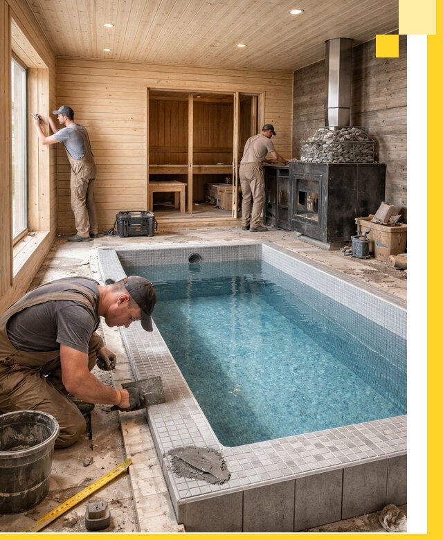 Проект бани с бассейном и сауной в Чайковском под ключ