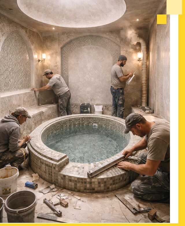 Профессиональное строительство хамама с бассейном в Чайковском под ключ