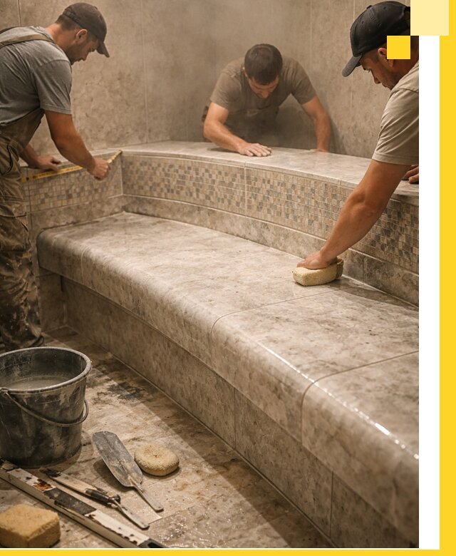 Изготовление и установка сидений для хамама в Чайковском